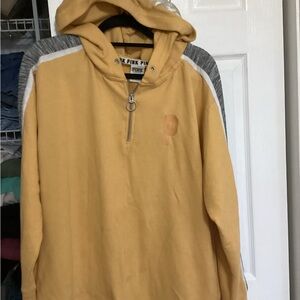 PINK Victoria's Secret Quarter-Zip Hooded Sweater in Mustard Yellow
